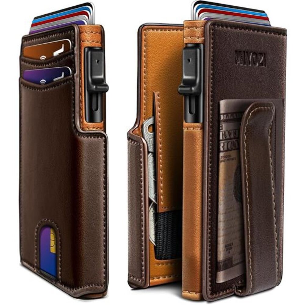 Men Wallet,with Money Clip Coins Pocket ID Window,Slim Front Pocket RFID